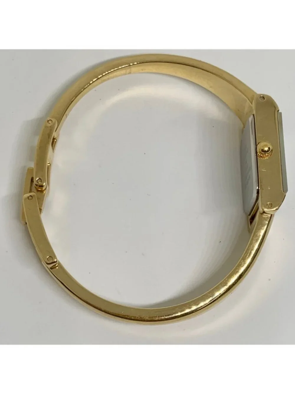Anne Klein Diamond gold tone women watch 16mm rectangular quartz 6.5” running